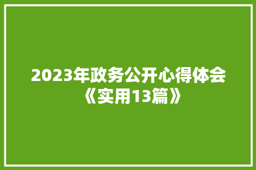2023年政务公开心得体会《实用13篇》 公证书