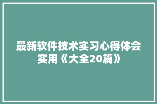 最新软件技术实习心得体会实用《大全20篇》 社会论文