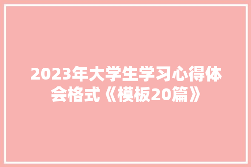 2023年大学生学习心得体会格式《模板20篇》 公证书