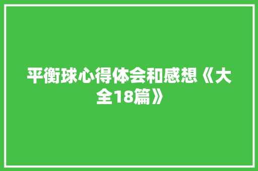 平衡球心得体会和感想《大全18篇》 论文