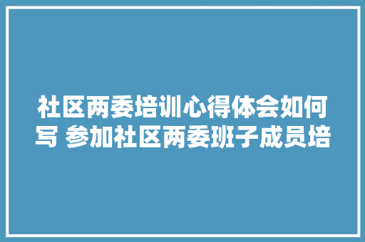 社区两委培训心得体会如何写 参加社区两委班子成员培训心得体会《二篇》 担保书