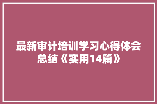 最新审计培训学习心得体会总结《实用14篇》 保证书