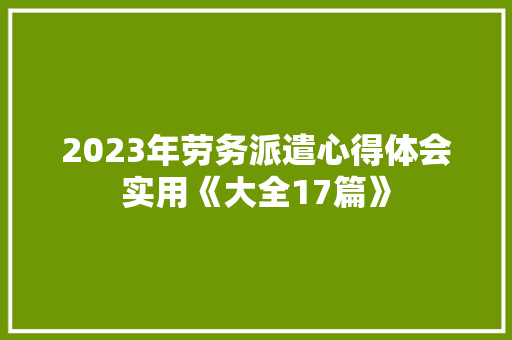 2023年劳务派遣心得体会实用《大全17篇》 文秘写作