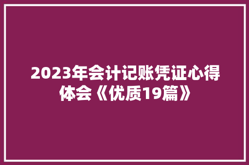 2023年会计记账凭证心得体会《优质19篇》 条剧书信