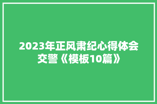 2023年正风肃纪心得体会交警《模板10篇》 论文