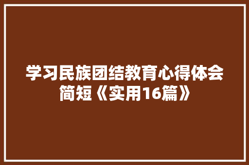学习民族团结教育心得体会简短《实用16篇》 计算机论文