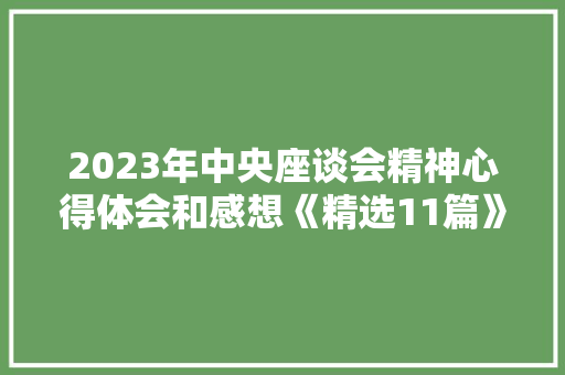 2023年中央座谈会精神心得体会和感想《精选11篇》 简历资料