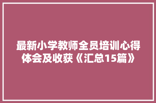 最新小学教师全员培训心得体会及收获《汇总15篇》 担保书