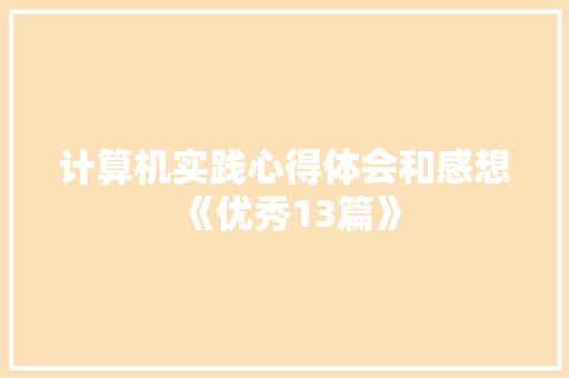 计算机实践心得体会和感想《优秀13篇》 条剧书信