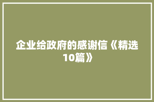 企业给政府的感谢信《精选10篇》 简历