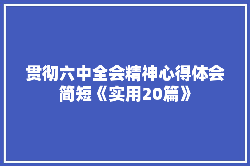 贯彻六中全会精神心得体会简短《实用20篇》 个人简历