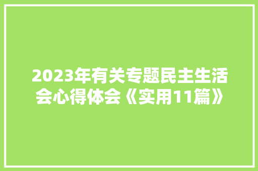2023年有关专题民主生活会心得体会《实用11篇》 简历资料