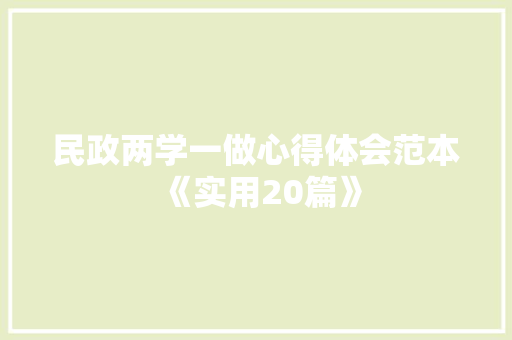 民政两学一做心得体会范本《实用20篇》 管理论文