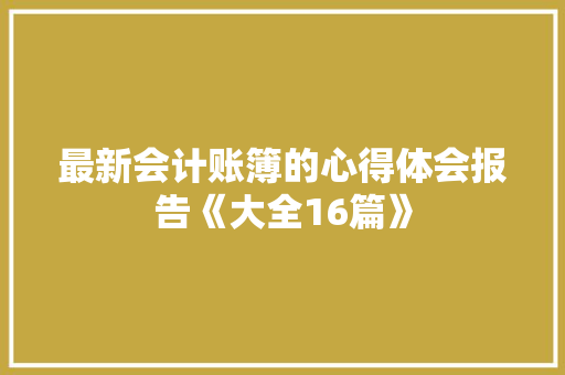 最新会计账簿的心得体会报告《大全16篇》 管理论文