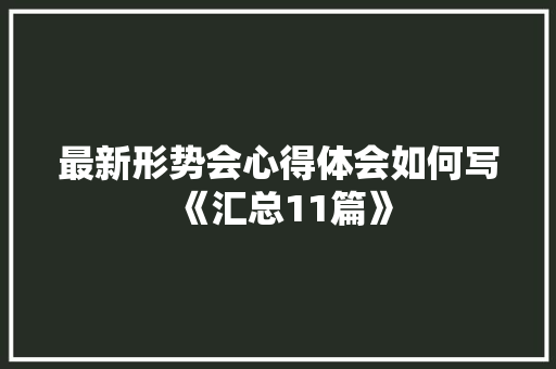 最新形势会心得体会如何写《汇总11篇》 策划方案