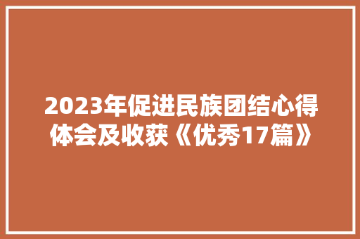 2023年促进民族团结心得体会及收获《优秀17篇》 公证书
