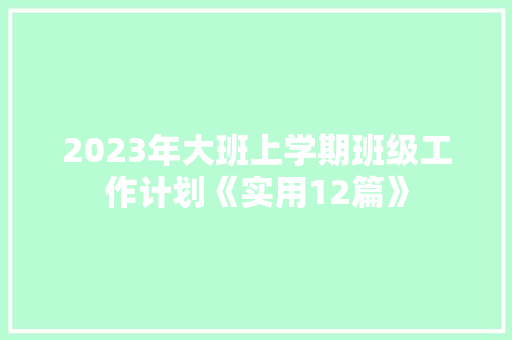 2023年大班上学期班级工作计划《实用12篇》 计算机论文
