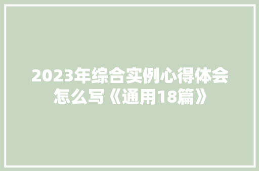 2023年综合实例心得体会怎么写《通用18篇》 论文