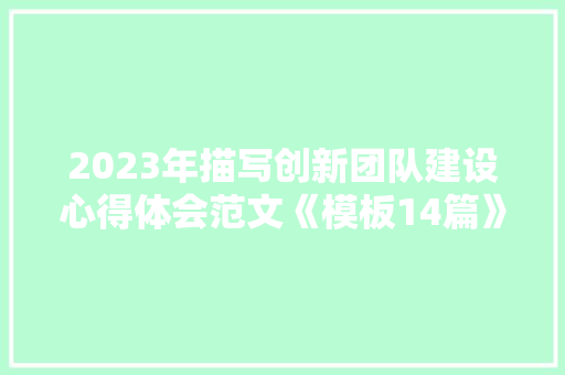 2023年描写创新团队建设心得体会范文《模板14篇》 管理论文