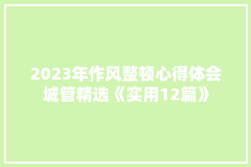 2023年作风整顿心得体会城管精选《实用12篇》 简历资料