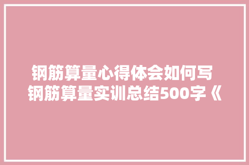 钢筋算量心得体会如何写 钢筋算量实训总结500字《5篇》 英文简历