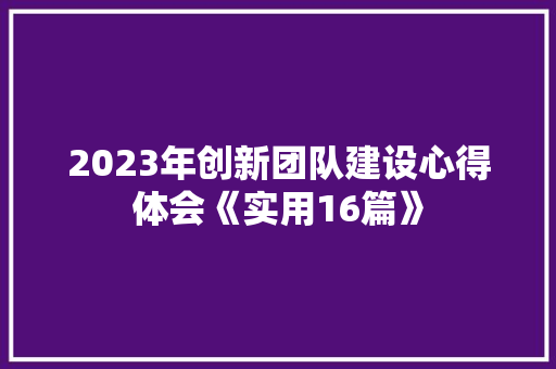 2023年创新团队建设心得体会《实用16篇》 承诺书