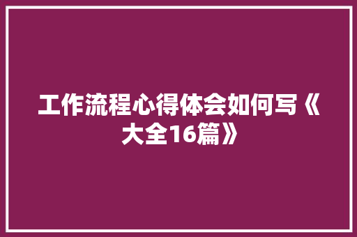 工作流程心得体会如何写《大全16篇》 文秘写作
