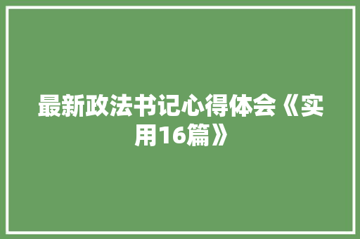 最新政法书记心得体会《实用16篇》 个人写作