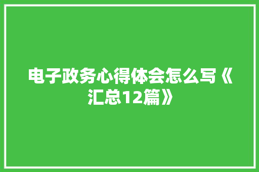 电子政务心得体会怎么写《汇总12篇》 表扬书