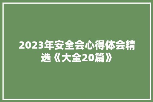 2023年安全会心得体会精选《大全20篇》 简历资料