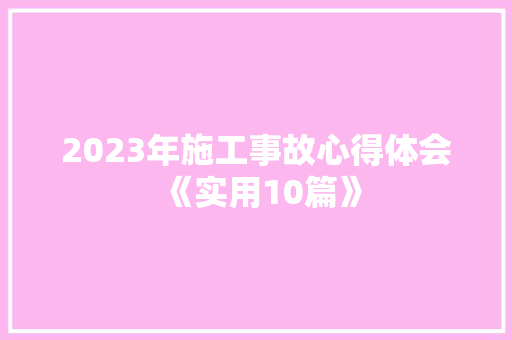2023年施工事故心得体会《实用10篇》 计算机论文