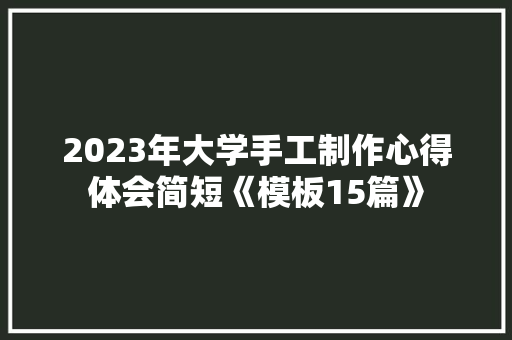 2023年大学手工制作心得体会简短《模板15篇》 条剧书信