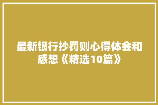 最新银行抄罚则心得体会和感想《精选10篇》 策划方案