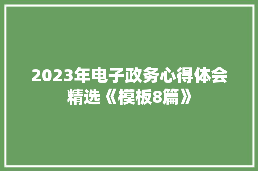 2023年电子政务心得体会精选《模板8篇》 教育论文