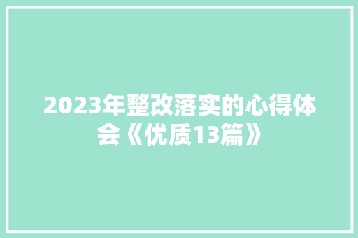 2023年整改落实的心得体会《优质13篇》 个人简历