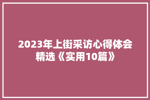 2023年上街采访心得体会精选《实用10篇》 毕业设计