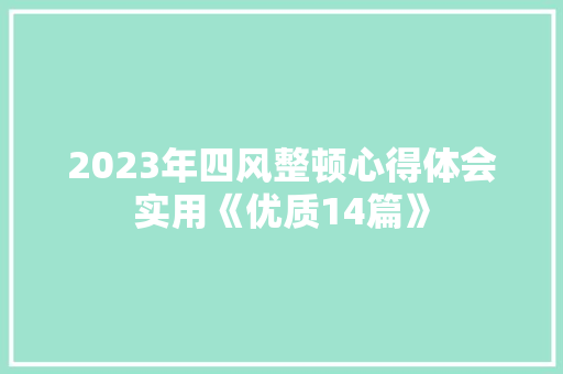 2023年四风整顿心得体会实用《优质14篇》 保证书