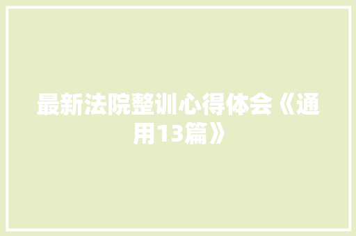 最新法院整训心得体会《通用13篇》 个人简历