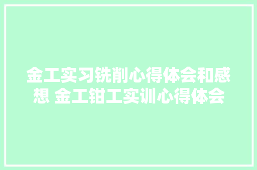 金工实习铣削心得体会和感想 金工钳工实训心得体会《8篇》 担保书