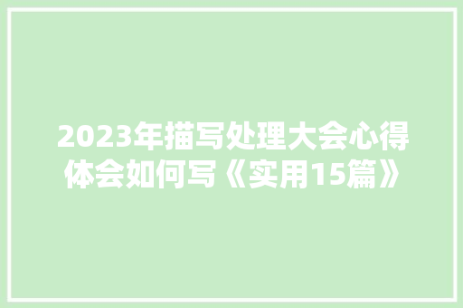 2023年描写处理大会心得体会如何写《实用15篇》 担保书