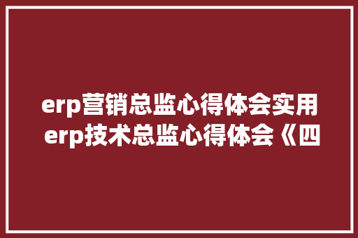 erp营销总监心得体会实用 erp技术总监心得体会《四篇》 教育论文