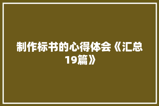 制作标书的心得体会《汇总19篇》 毕业设计