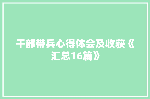 干部带兵心得体会及收获《汇总16篇》 教育论文
