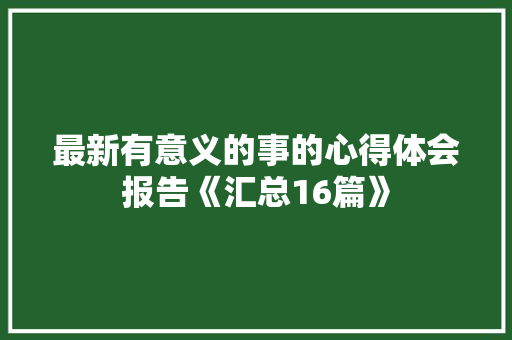 最新有意义的事的心得体会报告《汇总16篇》 公证书