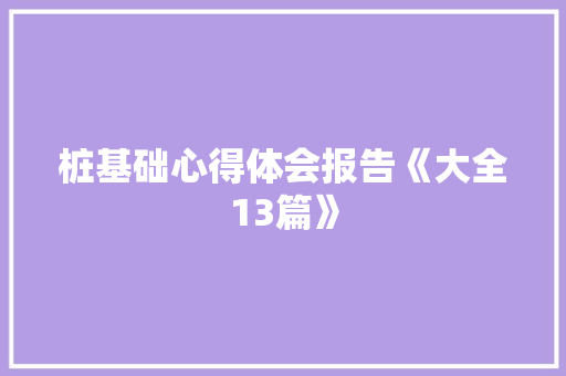 桩基础心得体会报告《大全13篇》 保证书