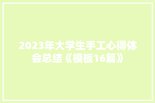 2023年大学生手工心得体会总结《模板16篇》 面试技巧