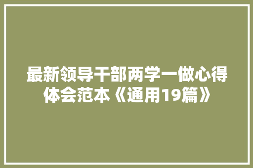 最新领导干部两学一做心得体会范本《通用19篇》 个人写作