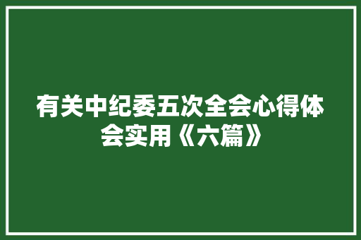 有关中纪委五次全会心得体会实用《六篇》 英文简历