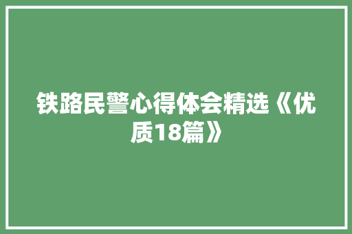 铁路民警心得体会精选《优质18篇》 计算机论文