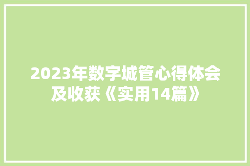 2023年数字城管心得体会及收获《实用14篇》 表扬书